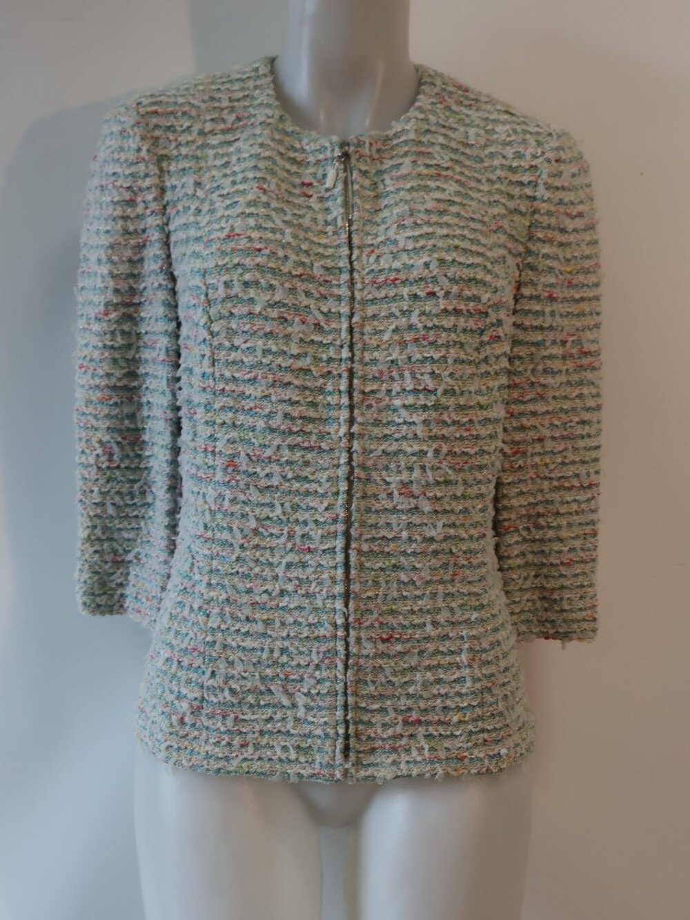 NWT Womens St. John Collection Multicolor (Item-54) Tweed Boucle Zip Jacket 10